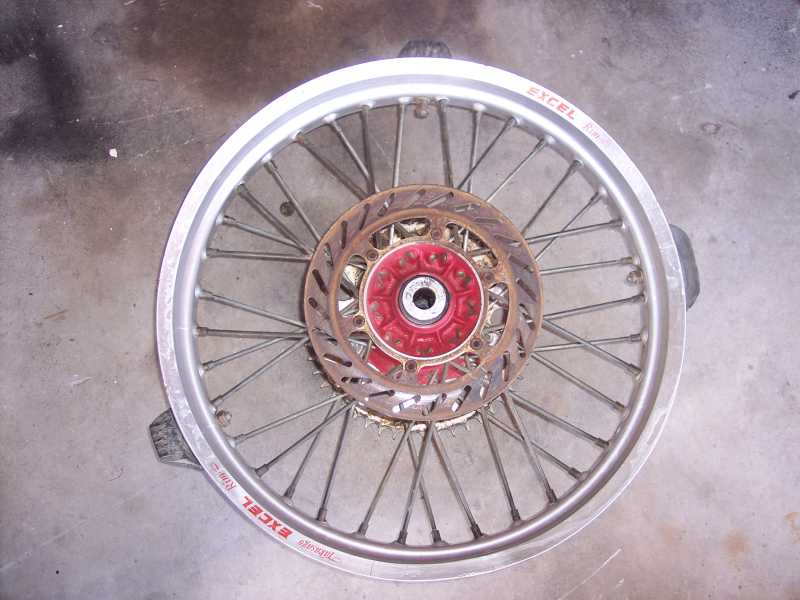 Motorcycle wheel with Excel rim and disc brake