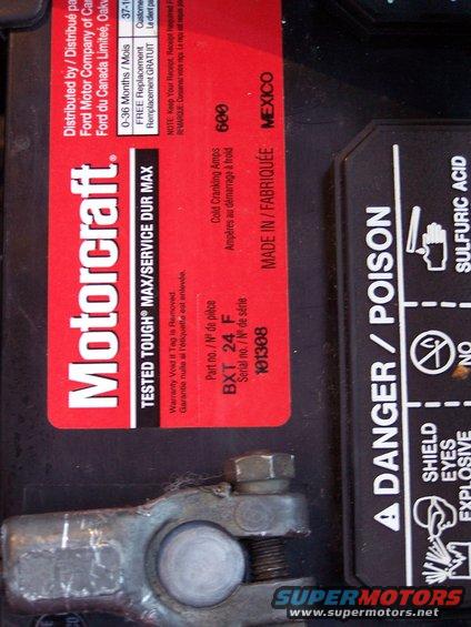 100_2614.jpg Motorcraft BXT 24F battery; $117CAD @ my local Ford dealer.