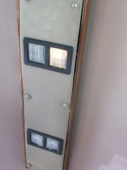 Interior panel with two sets of gauges, one illuminated