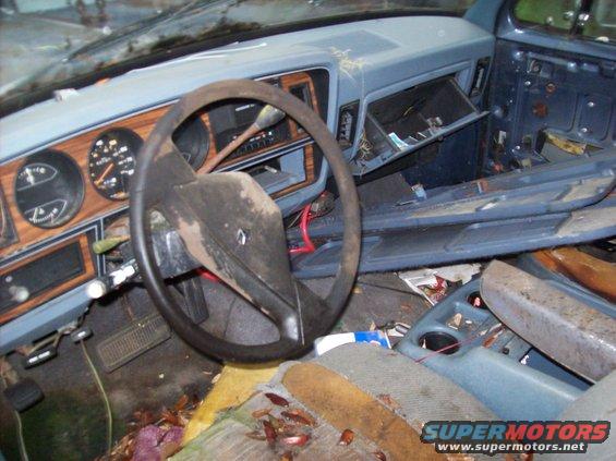 Interior view of a 1988 Dodge Power Ram showing dashboard and steering wheel