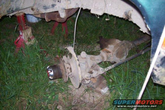 Rear axle assembly on jack stands