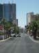 1989 Nissan 300ZX - A view down the Las Vegas Strip shows traffic, palm trees, and various hotel-casinos.