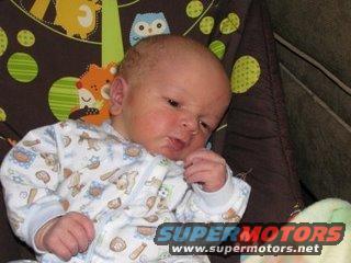 Baby in a patterned onesie