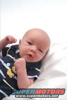 Newborn baby wearing a striped shirt with a lion patch
