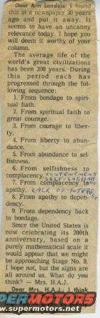 Newspaper clipping with text about civilizations and a website address
