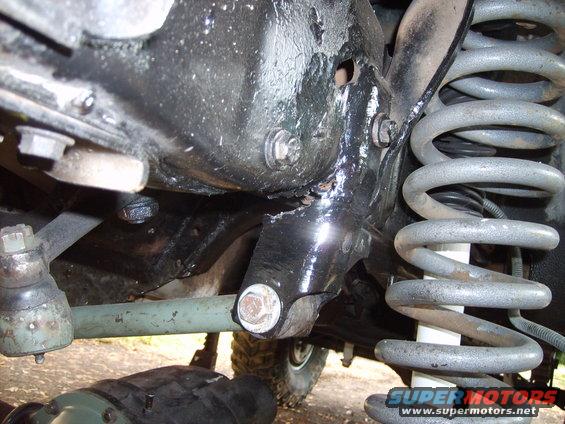 Broke the welds on the  trac bar braket 
