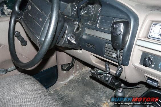 Interior of 1995 Ford Bronco with CB radio mounted on dash