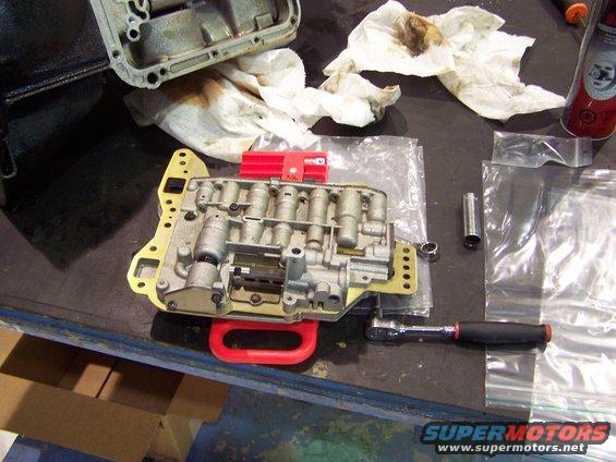 100_2718.jpg this is the valve body; I've installed a B&M shift Improver kit, p/n 40262, stage 2; now the valve body will be re-installed.