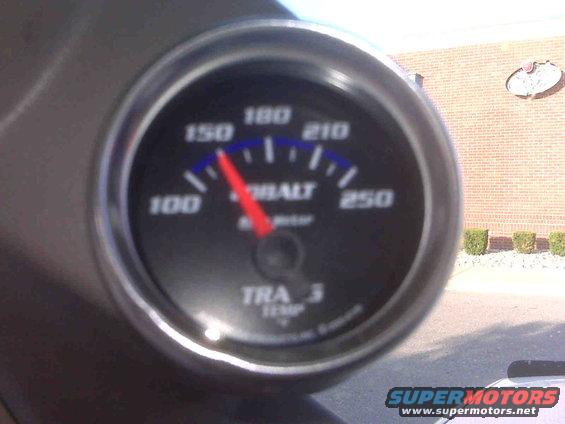 Close-up of a Cobalt TRA 3 temp gauge showing 150 degrees