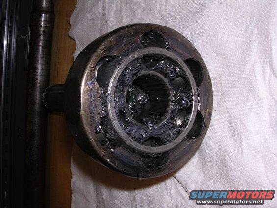 CV joint with internal splines and bearing balls packed in dark grease