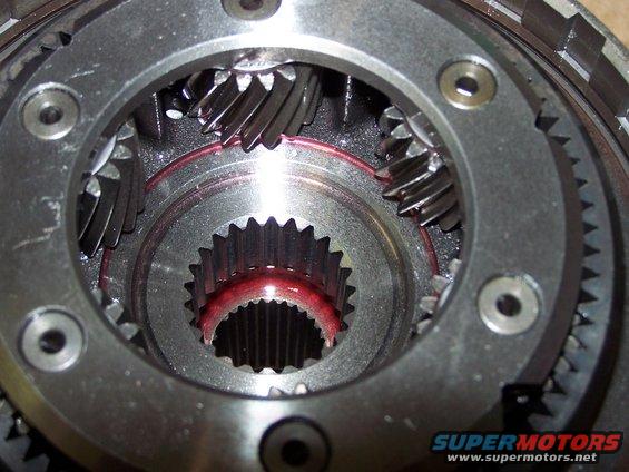 100_2769.jpg this is the 6 pinion, wide-ratio planetary set I installed; 

it's the stock part out of the Ford E40D 4spd auto transmission. I installed it instead of the original 3-pinion planetary; the sun gear and shell gets changed also.

it should "trick" my car into thinking the rearend is actually a lower ratio; just what a heavy car (4200 pounds) with a big cam needs to get moving. 