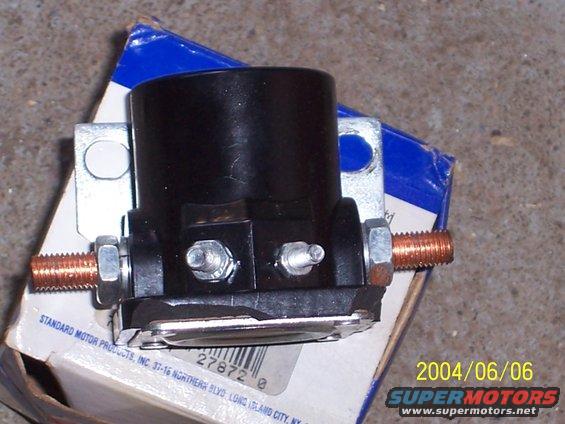 Starter solenoid with copper terminals, mounted on a Standard Motor Products box