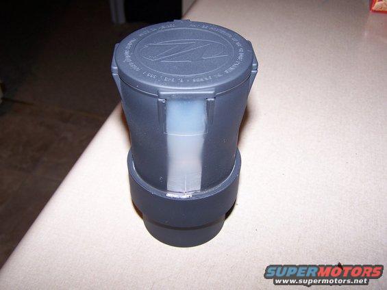 Dark gray fluid reservoir cap with a Z logo and some text around the edge