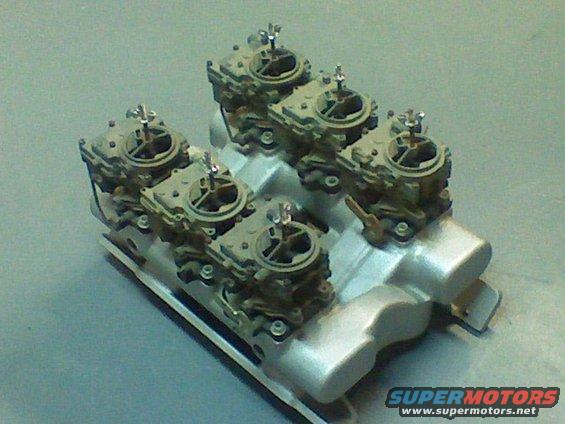 Engine intake manifold with four carburetors