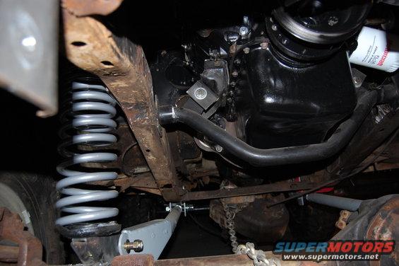 Underbody view of 1994 Ford Bronco showing suspension and engine oil pan