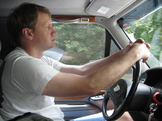 Man driving, interior view