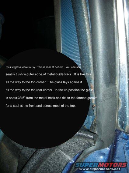 close-up of car door window seal and track