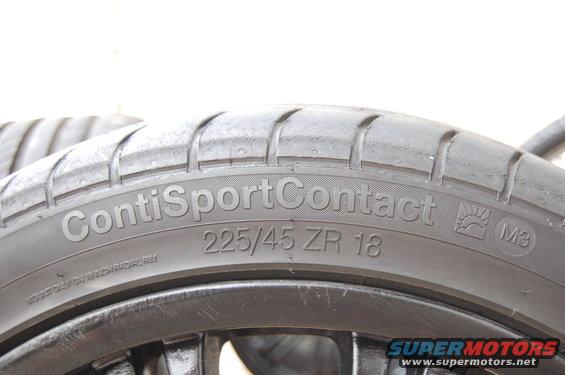 Tire with ContiSportContact 225/45 ZR 18 markings and M3 symbol