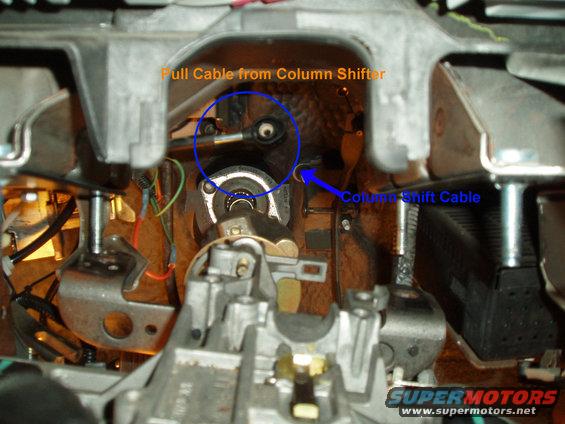just pull the transmission cable off the column shifter, it won't get damaged, just pull stright back and hard.