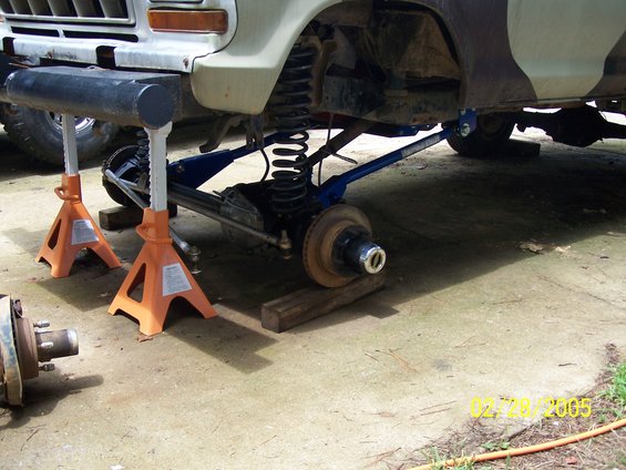 1979 Ford F-150 front suspension on jack stands