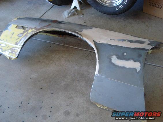 This is the old fender. found a lot of body filler and decided to get a clean fender.