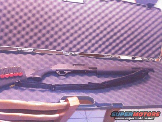 Shotgun and shells in a foam-lined case