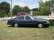1985 Ford LTD - A dark blue 1985 Ford LTD sedan is parked on a grassy lawn with a red SUV in the background.