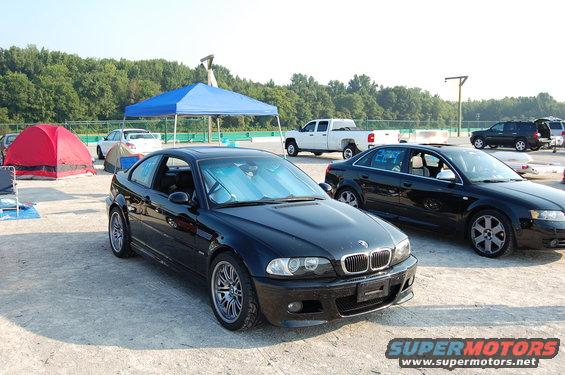 Black 2002 BMW M3 coupe, 3q-front view