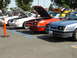 1986 Ford Mustang - Multiple 1986 Ford Mustangs are displayed with their hoods open at an outdoor event.