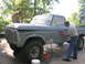 1975 Ford F-250 - Two men work on body repairs and prep for paint on a 1975 Ford F-250 truck.