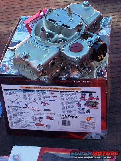 100_3112.jpg new Barry Grant Speed Demon 750 carb, with electric choke and vacuum secondaries; $455CAD at my local speed shop, Mopac.