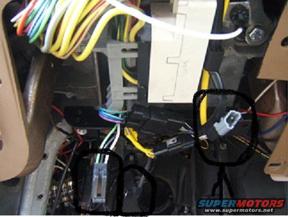 Close-up of a vehicle's interior wiring harness with multiple colored wires and connectors