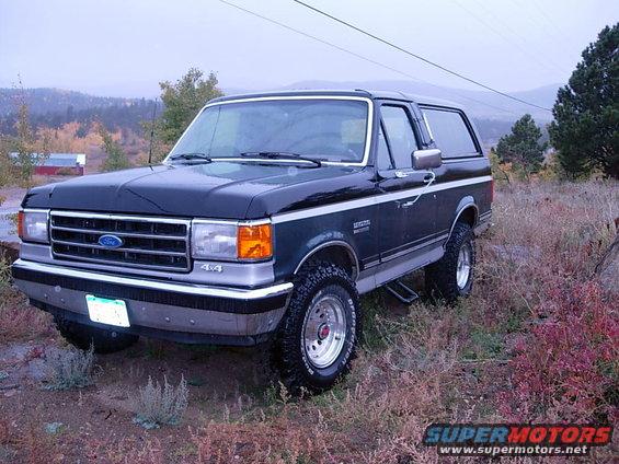 Dark blue 1989 Ford Bronco parked in a grassy, outdoor setting