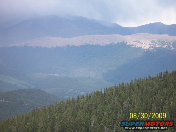 Mountain landscape with pine forest and date 08/30/2009