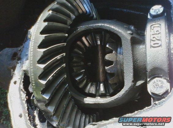 Close-up of differential gears with some stamped numbers