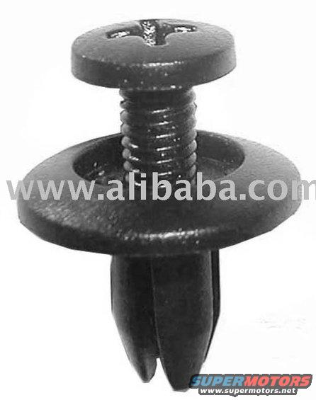 Black plastic screw fastener with a wide head and a ribbed shaft