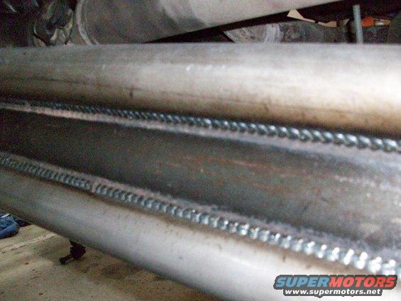 Close-up of welded exhaust pipes