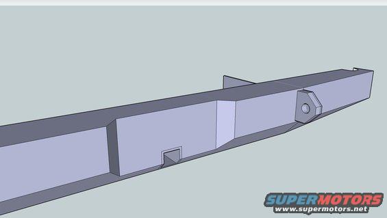 3D model of a truck bumper, showing its shape and mounting points