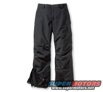 black ski pants with zippers on the lower legs