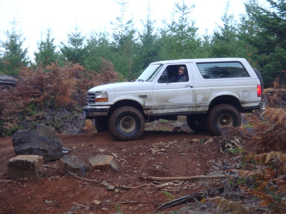 White 1992-1996 Ford Bronco side view off-road