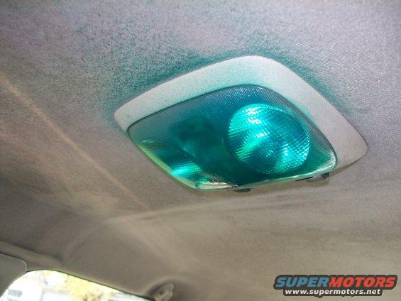Interior dome light with green bulbs