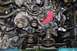 1996 Ford Bronco - Close-up view of an engine bay, focusing on the alternator and pulley system.