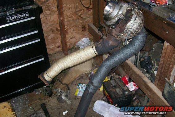 Got the turbo pipes wrapped.  Unfortunately, I was unable to install the engine and the turbo and with the pipes installed.