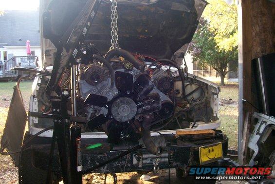 Engine getting ready to go in.