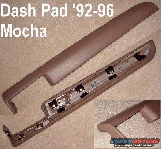 dashpad94mocha.jpg SOLD '92-96 Mocha Dash Pad with flock tape

Note cuts on end NOT visible when installed.

Ships as 3.5 lbs in a USPS Priority Large Tube (38x6x6&quot;).

[url=http://www.supermotors.net/registry/media/723386][img]http://www.supermotors.net/getfile/723386/thumbnail/tsb92259dashcrackingsound.jpg[/img][/url]