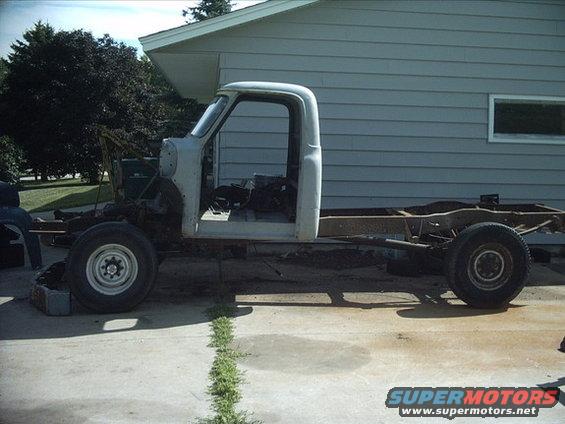 3096478_48_full.jpg 8-09-08: Moved the cab back forward. I will be installing the front clip so I can finally get the final positioning done on the cab and start on the floor and firewall work so I can mount it.