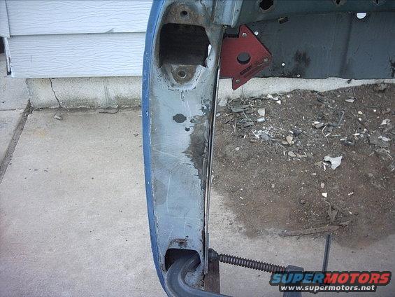 30964780228_large.jpg 4-16-09:   I also noticed something today. There is a slight curve to the inside shape of the door post. So I'm going to have to weld in some more metal to fill in gap.