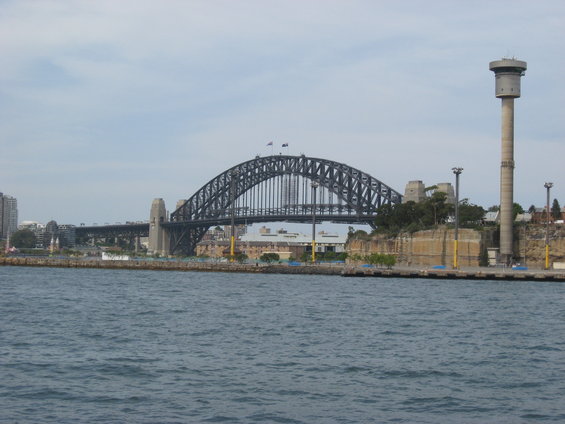 Sydney Harbour Bridge and tower by the water