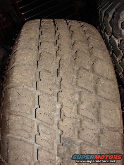 Close-up of a worn tire tread