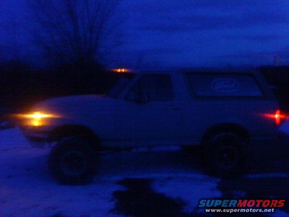 bronco in the early morning after a snow